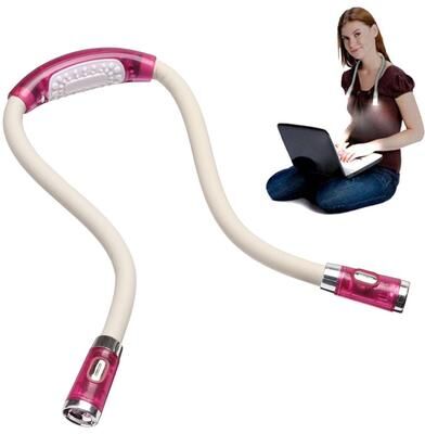 Everyday Crate Portable U Shaped LED Book Light Handsfree Flexible Neck Reading Lamp pink