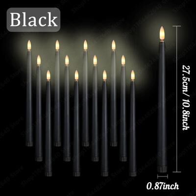 Uplifted Finds 12 To 108 Pcs Flameless LED Taper Candles Flickering Electric Faux Candlesticks For Wedding Church Decor black 48pcs