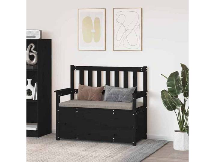 Meuble Banc - HAOSHOP - Banc Noir 112 5x51 5x96 5 cm Bois de pin massif&01_49238
