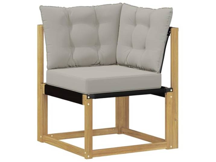 Makastle Ecksofa Akazienholz mit Textilene Stoff 63x63x73 cm