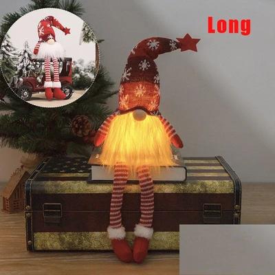 Discount Dollar Deals LED Light Plush Christmas Faceless Doll Gnome Ornaments, Tree Pendant Decorations b2