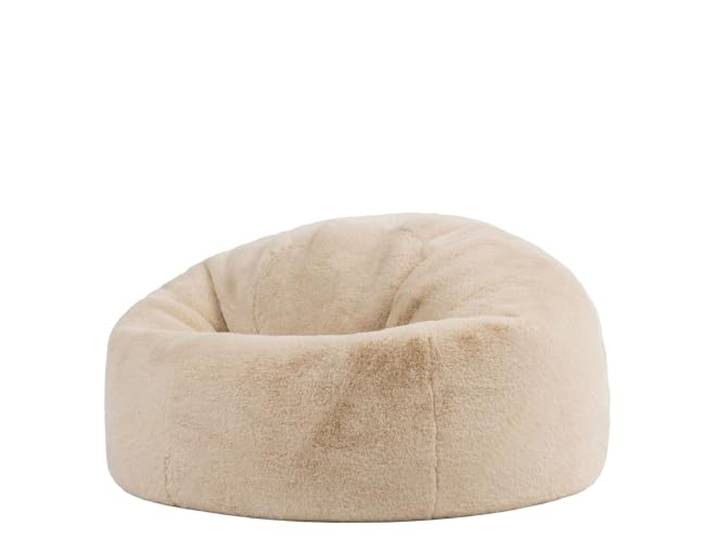 Icon Kingston Kunstfell Flauschig Sitzsack mit Füllung, Beige In Deutschland Hergestellt, Flauschiger Kunstpelzstoff, Lounge Sessel für Wohnzimmer und Schlafzimmer