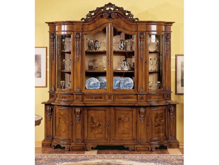 Xlmoebel Vitrine Massiver Holz Glas Schrank aus Echtholz für Wohnzimmer Möbel (1-St., Massive Echtholz-Vitrine) Made in Europa