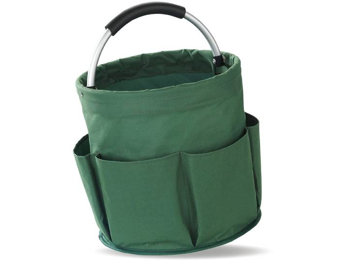 Organizer MAXIMEX Universal-Reinigungs-Caddy , grün, H:26,5cm T:28cm Ø:28cm, Aluminium, Polyester, Aufbewahrungsboxen, Organizer, mit 6 Aussentaschen für Gartenwerkzeug, grosses Hauptfach, faltbar, 16 l