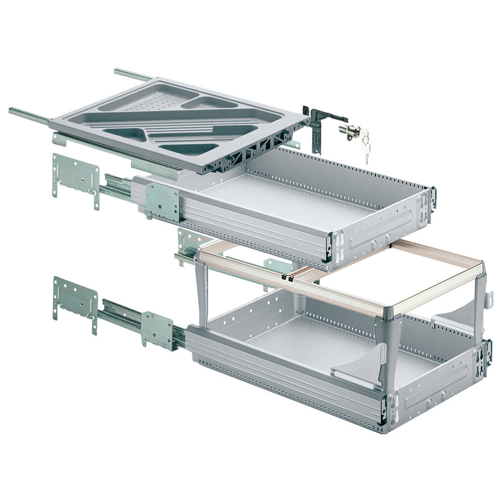 Hettich Büromöbel-Container-Set,mit Voll- u. Überauszug Systema Top 2000, Einbaubreite 392mm, Mindesteinbautiefe 530mm 46748