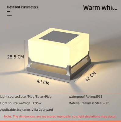 Inspire Essentials LumaPost Solar Pillar Light For Modern Outdoor Spaces l Warm White 2 Modes