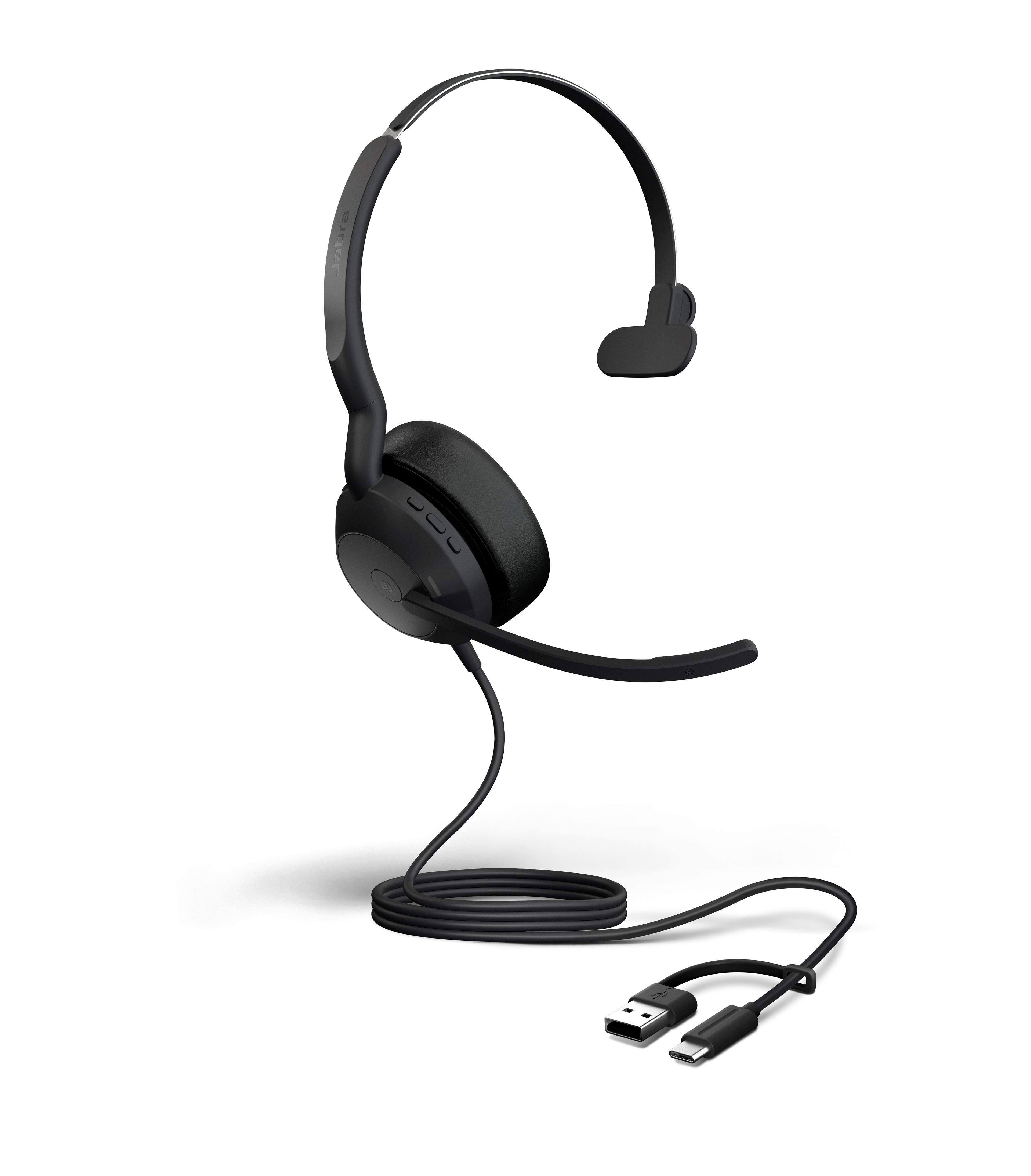 Jabra Evolve2 50 MS Mono kabelgebunden Headset schwarz USB-A/C