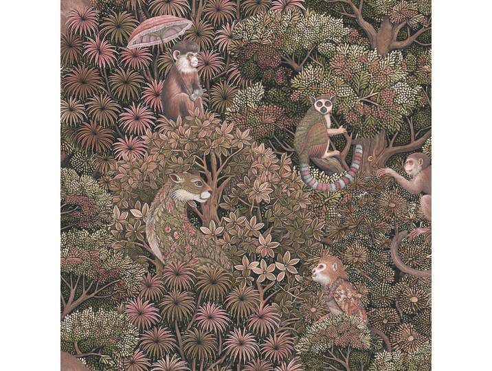 Graham & Brown Vliestapete Die Baumkronen-Truppe 1000x52cm, Pink, Papier, Kunststoff, Tiere, Baum/Pflanze/Natur, Rechteckig, 52x1000 cm, Tapeten & Wandverkleidungen, Vliestapeten