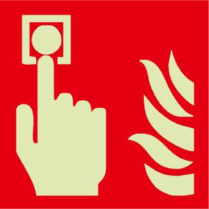 Abtec Hinweisschild ISO 7010 F005 Kunststoff, 20 x 20 cm, langnachleuchtend, Brandmelder