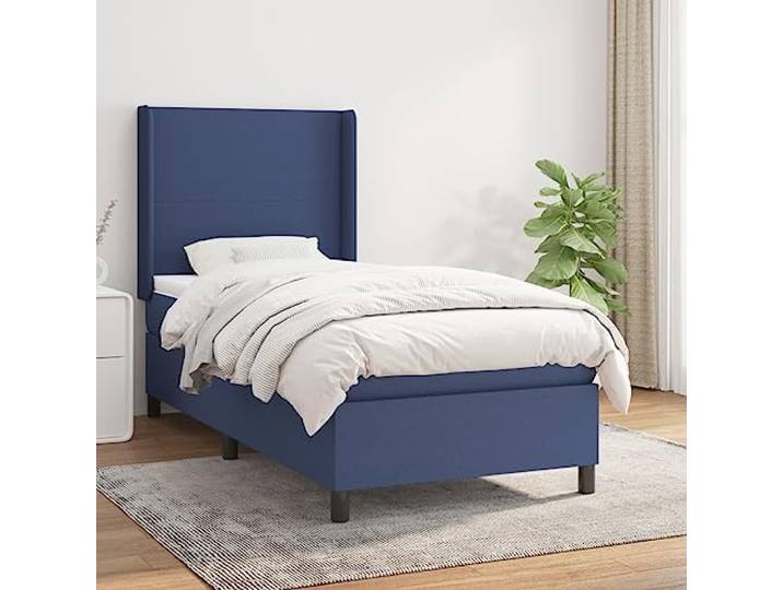 YNGBHFNOP Strapazierfähiger Stoff Atmungsaktiv Höhenverstellbares Kopfteil Boxspringbett mit Matratze Blau 80x200 cm Stoff Bett mit Kopfteil Taschenfederkernmatratze Topper Hohe Komfort