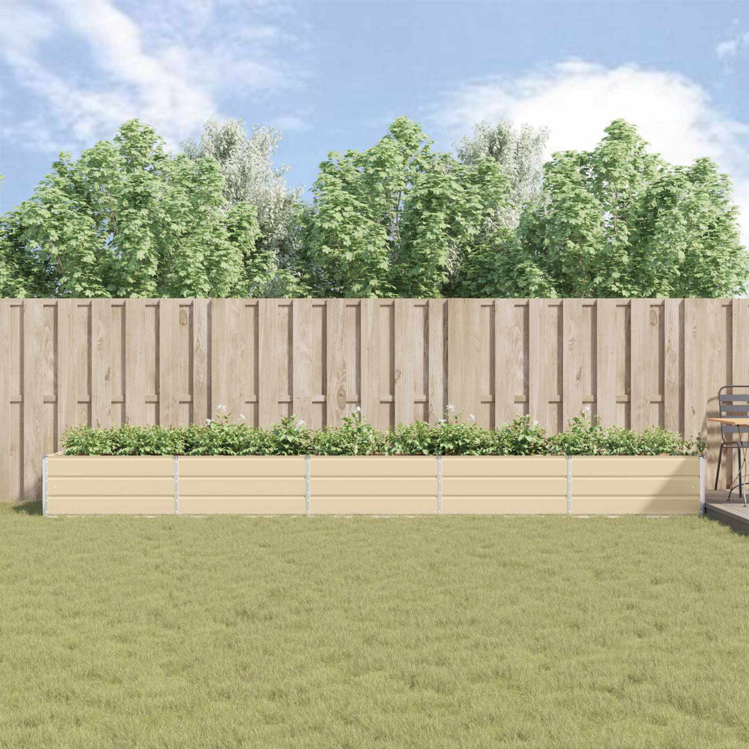 17 Stories Planter Galvanised Steel Ivory 45cm H x 480cm W x 100cm D