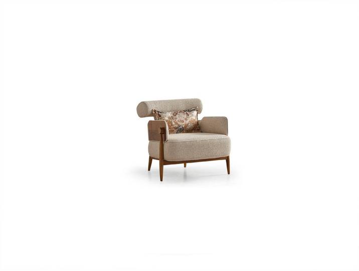 JVmoebel Sessel Beiger Textilsessel von JVMoebel mit mittelhartem Sitzkomfort (1-St., Sessel), Made in Europa