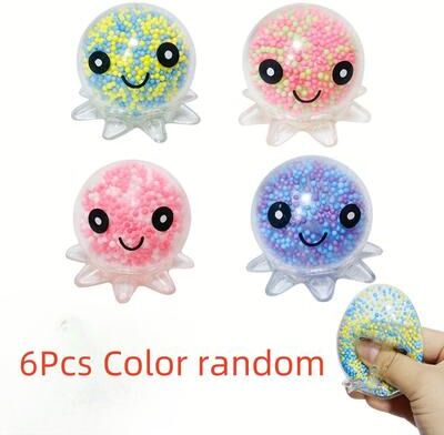 JoyToys GlowPop Glowing Stress Ball Octopus Squeeze Toy For Kids & Adults 6pcs