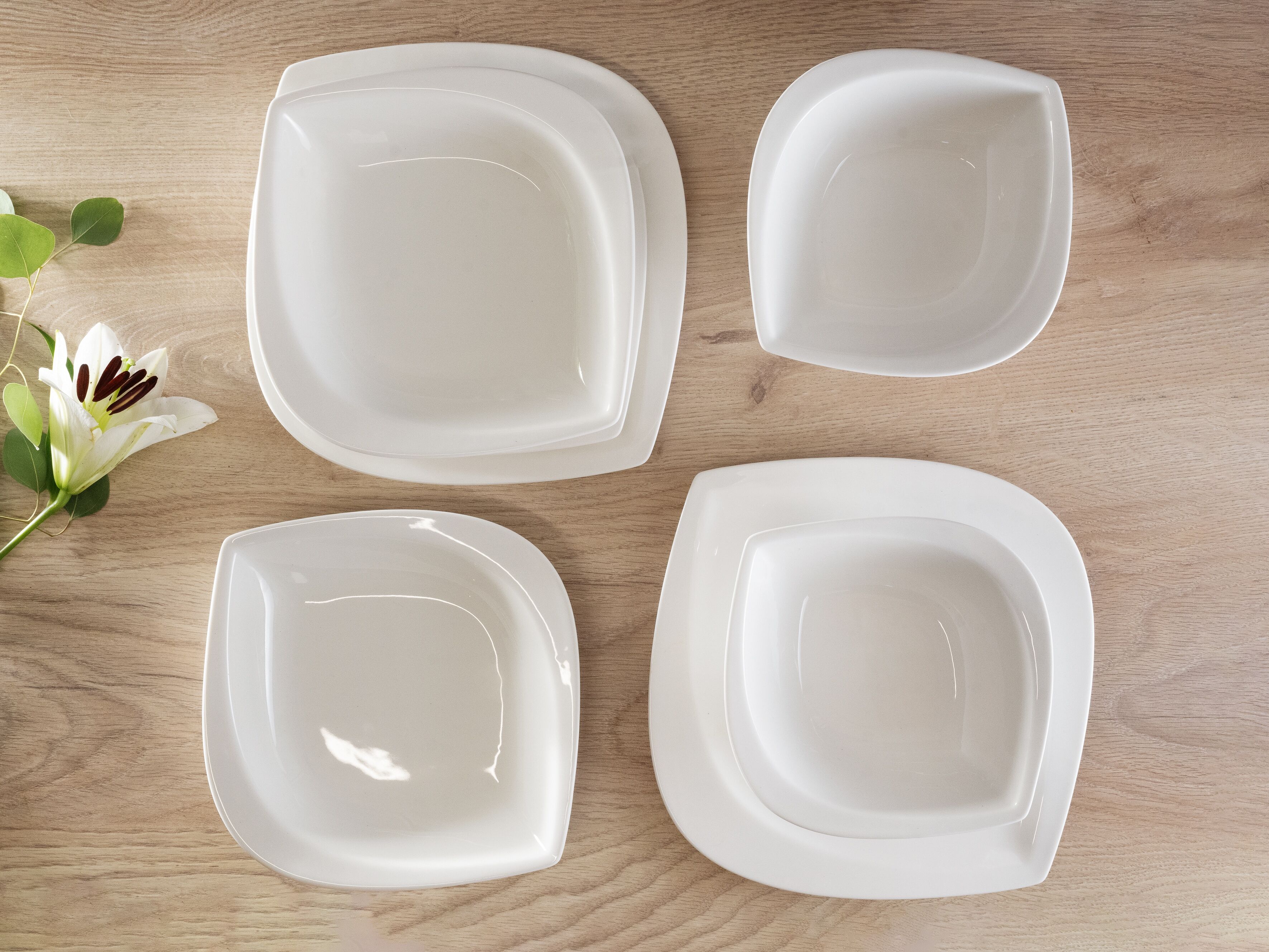 Kombiservice CREATABLE "Melbourne", beige (creme), 16 Stk., Porzellan, Geschirr-Sets, Kombiservice, extravagante Form