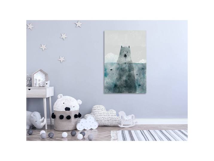 Tableau déco Polar Bear Lin Gris 40 x 60cm