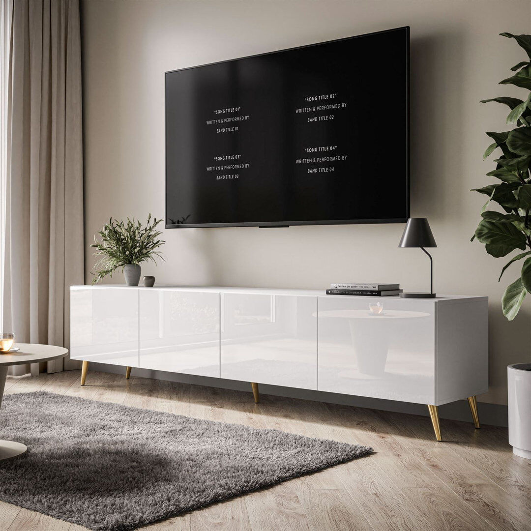 Norden Home TV Stand for TVs up to 58" White/Gold 58"