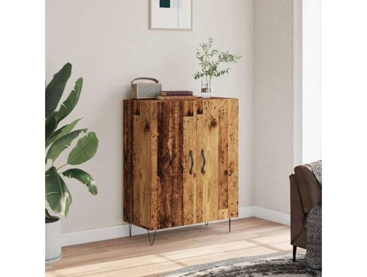 KTHLBRH Anrichte aus antikem Holz, 69,5 x 34 x 90 cm Metallfüße, praktische Griffe, großer Stauraum, Tischplatte zur Präsentation