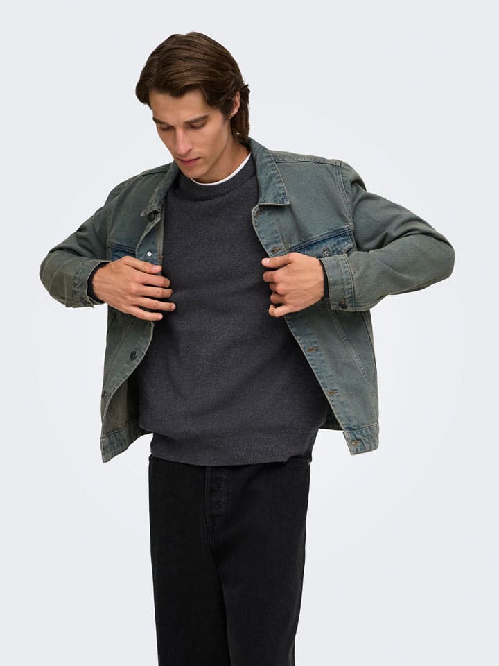 ONLY & SONS Pullover "Villas" in Dunkelgrau - L