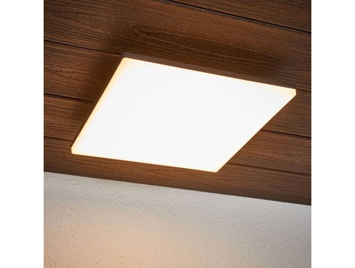 Lucande LED-Außendeckenleuchte Henni, Sensor, 30x30 cm, IP65 Henni, alu / grau / zink, Modern, Wandlampe