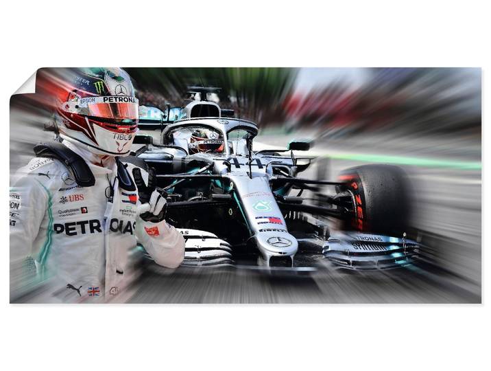 Wandbild ARTLAND Weltmeister Sir Lewis Hamilton , silber (farbe bild(er): farbig), B:40cm H:20cm, Papier, Bilder, Wandbild, als Alubild, Leinwandbild, Poster, Wandaufkleber in verschied. Grössen