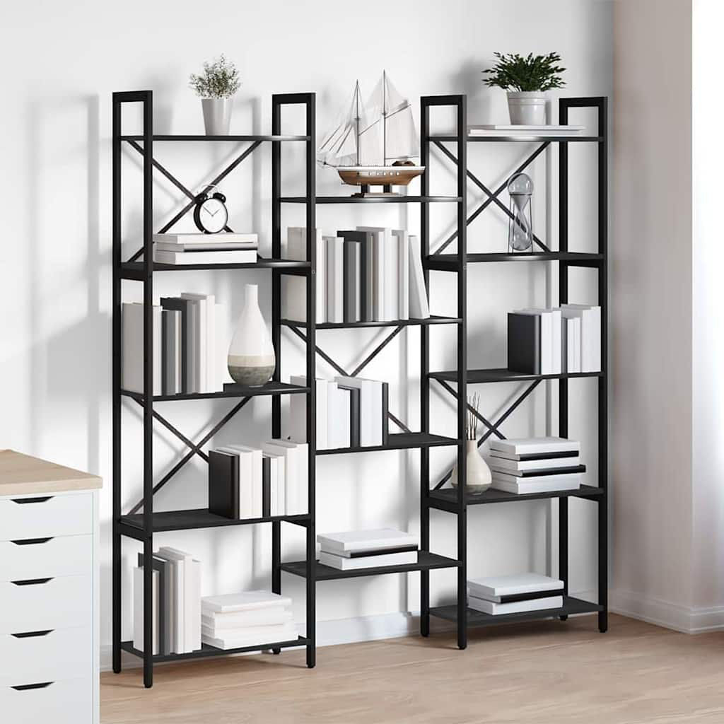 Latitude Run 167 cm H x 156 cm W Steel Bookcase Black 167cm H X 156cm W X 25cm D