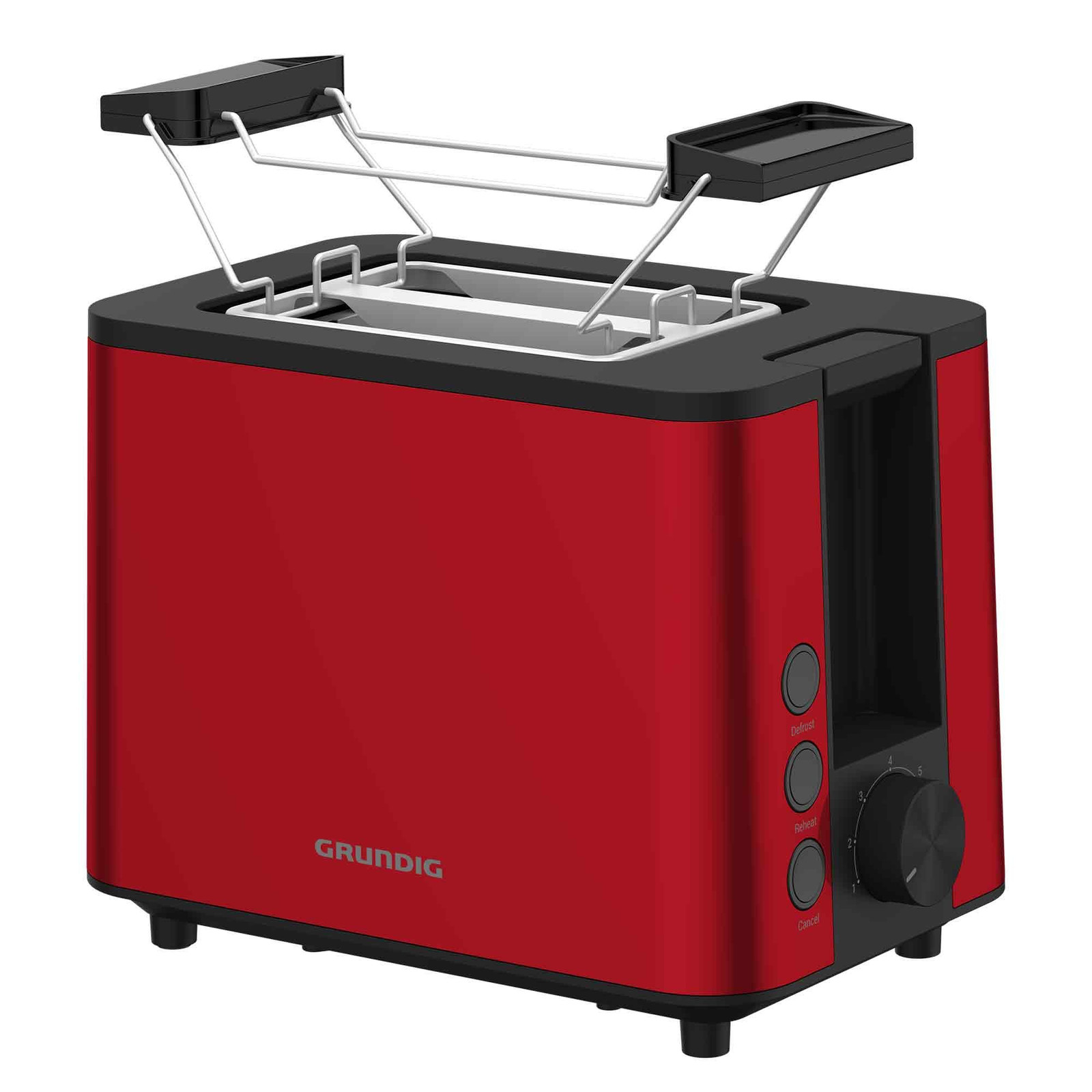 Grundig TA 8340 Broodrooster met accessoire voor kleine broodjes, Rood