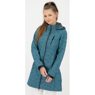 Softshellmantel DEPROC ACTIVE "SHELBY PEAK XII Softshell Kurzmantel Longjacket", Damen, Gr. 44L, navy, Softshell, 100% Polyester, tailliert ca. Mitte Oberschenkel, hoch geschlossener Ausschnitt, eingesetzt gerader Abschluss mit Klettverschlüssen,...