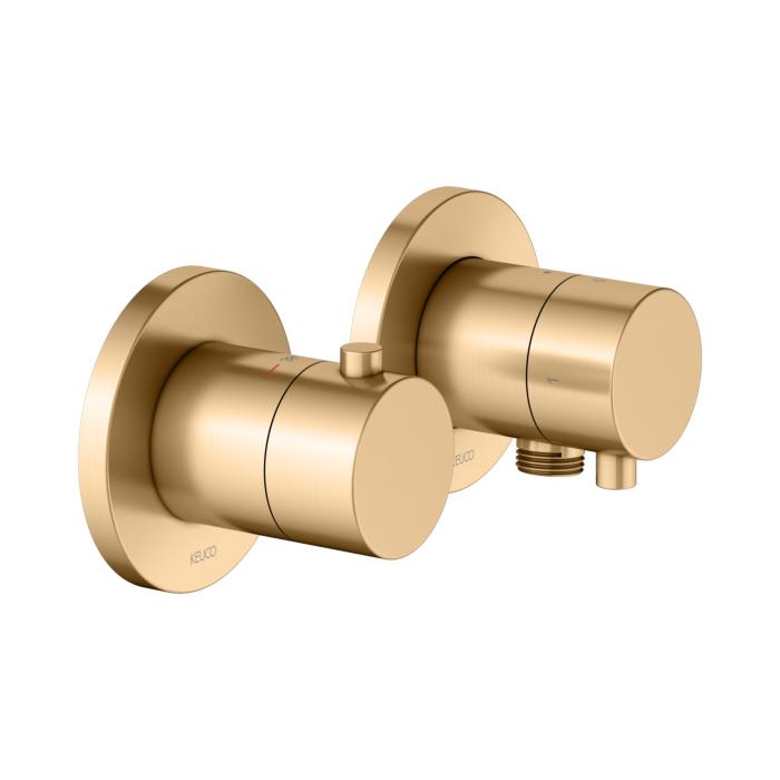 KEUCO Edition 400 Thermostatarmatur Set 51553251121 für 2 Verbraucher, mit Schlauchanschluss, Edelstahl-Finish