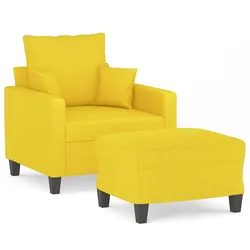 vidaXL Sessel mit Hocker Hellgelb 60 cm Stoff
