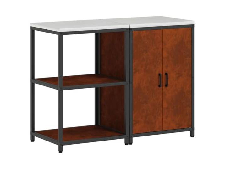 Favemtsl HATTEM Küchenschrank 2-teilig Rostig Stahl Anrichte Outdoorküche Vielseitiges Modulschrank-Duo aus robustem Stahl für die Terrassenküche, Garten und den überdachten Außenbereich.