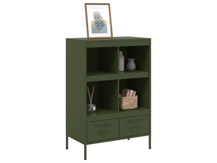 Vert Commode Salon CHIC Buffet haut/armoire latérale vert olive 68x39x101 5 cm acier N11886