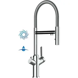 4 Wege Wasserhahn Küchenarmatur, BOD, mit 360° schwenkbarem Auslauf, abnehmbare 2 strahl Handbrause, Verchromt