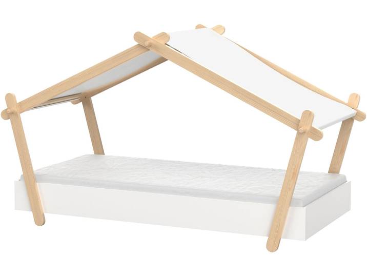 Kinderbett DEMEYERE GROUP Lodge , weiß (matt weiß), B:105,5cm H:129,7cm L:223,2cm, Betten, Kinderbett, Bett in der Hausform