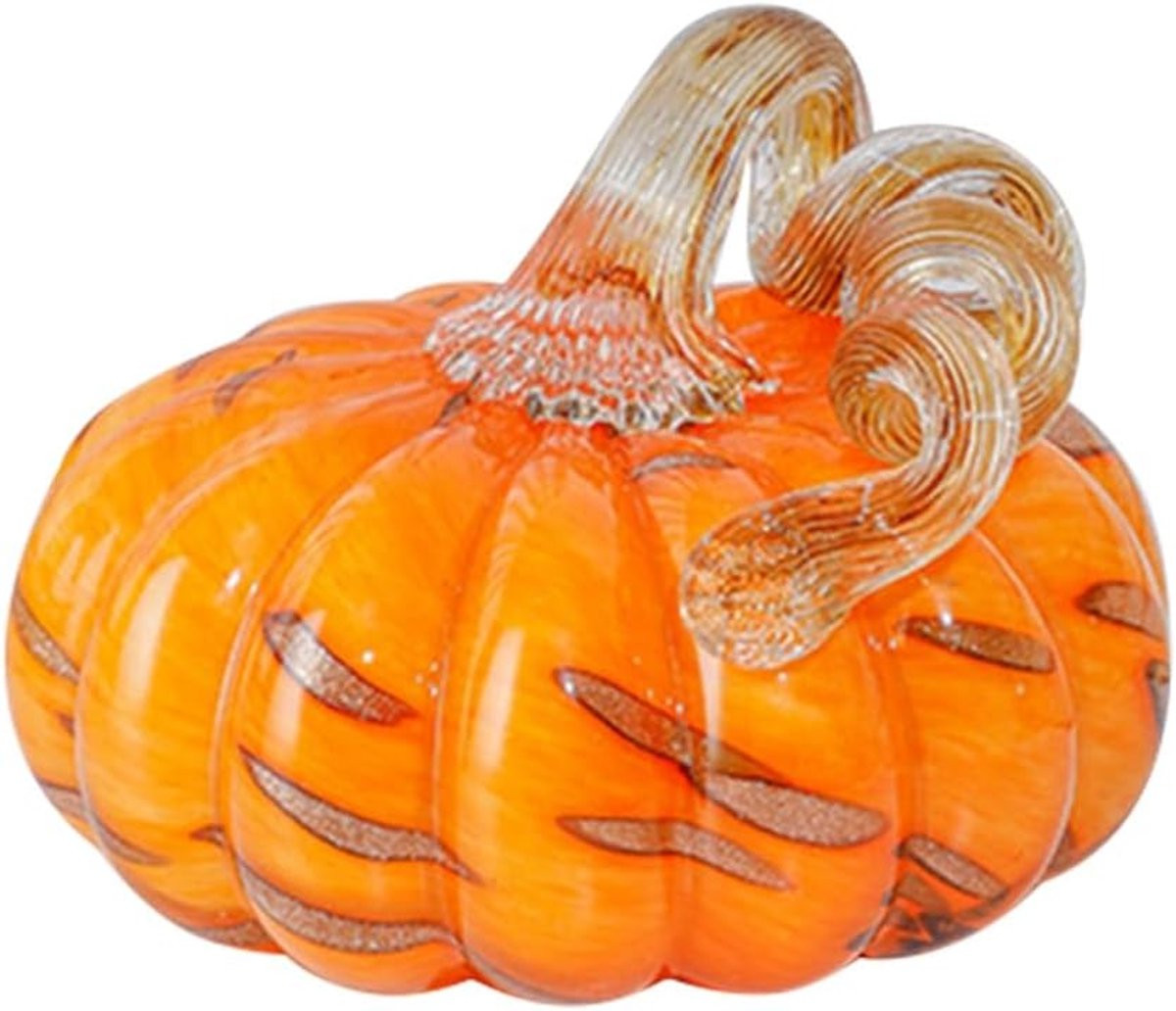 Handgeblazen Oranje Glazen Pompoen Decoratie van Kristal