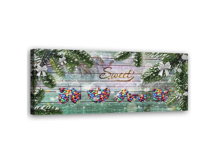 Feeby Wandbild sweet home inschrift, Grün, Sprichwort/Zitat, Rechteckig, 90x30 cm, Bilder & Rahmen, Bilder, Leinwandbilder