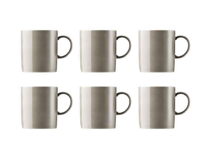 Tasse THOMAS PORZELLAN Sunny Day 300 ml, 6 Stück , grau, H:8,8cm Ø:7,7cm, Porzellan, Trinkgefässe, Tasse, Tassen-Set mit Henkel