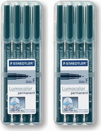 STAEDTLER 4 Lumocolor Folienstifte schwarz 0,6 mm permanent