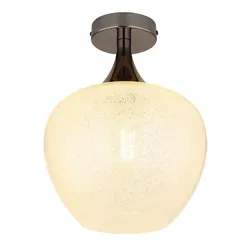 Deckenlampe Deckenleuchte Wohnzimmerleuchte E27 Glasschirm schwarz chrom D 24 cm