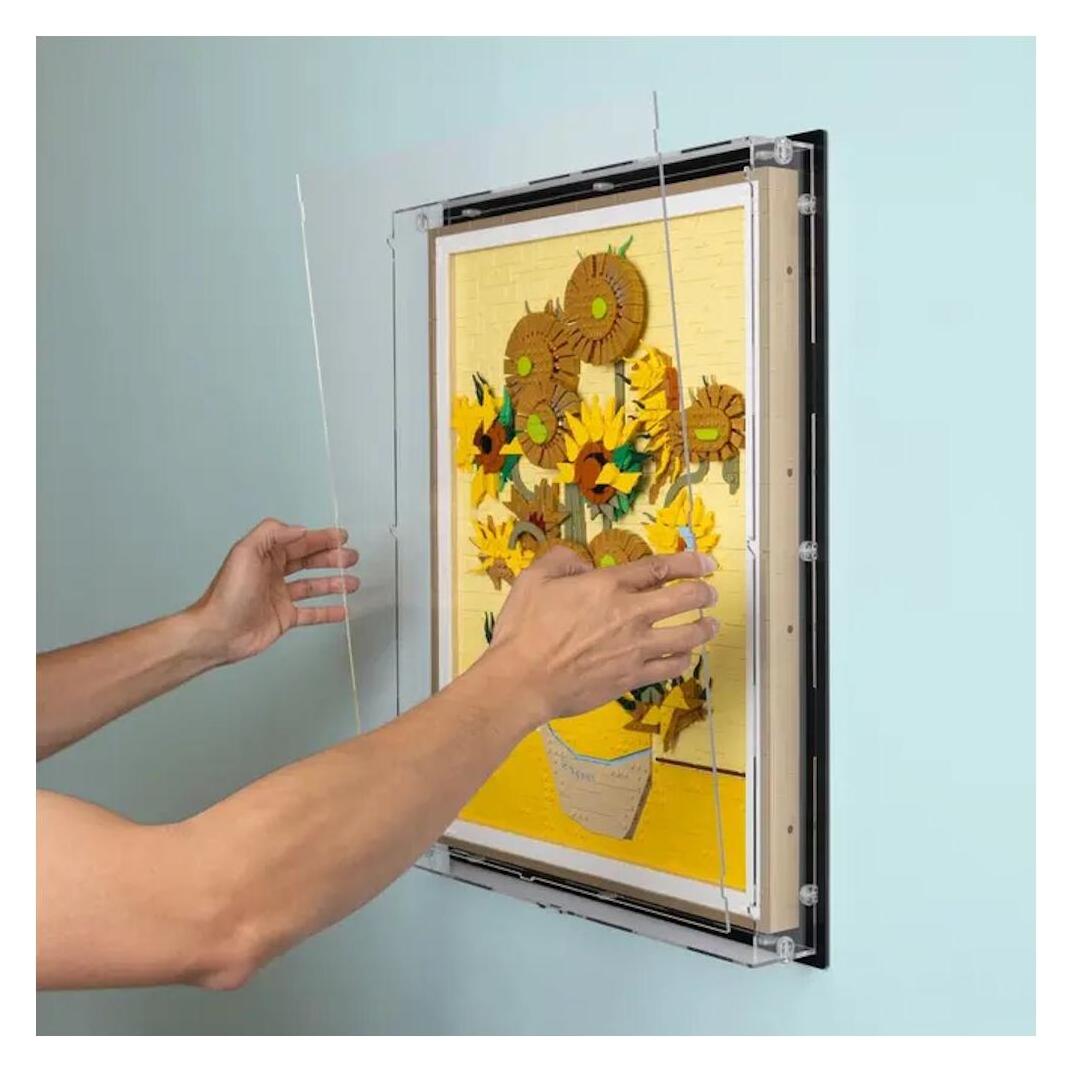 iDisplayit Acryl-Wand-Display für LEGO 31215 Vincent van Gogh - Sonnenblumen (Mit schwarzm Hintergund) (QWC440657-BLK)