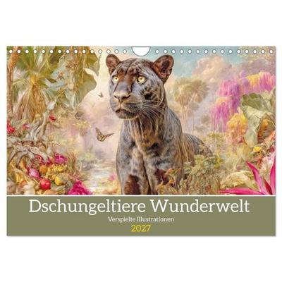 Dschungeltiere Wunderwelt - Verspielte Illustrationen (Wandkalender 2027 DIN A4 quer), CALVENDO Monatskalender