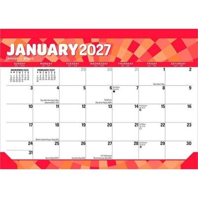 Large Print 2027 15.5 X 11 Inch Monthly Desk Pad Calendar Sticker Sheet