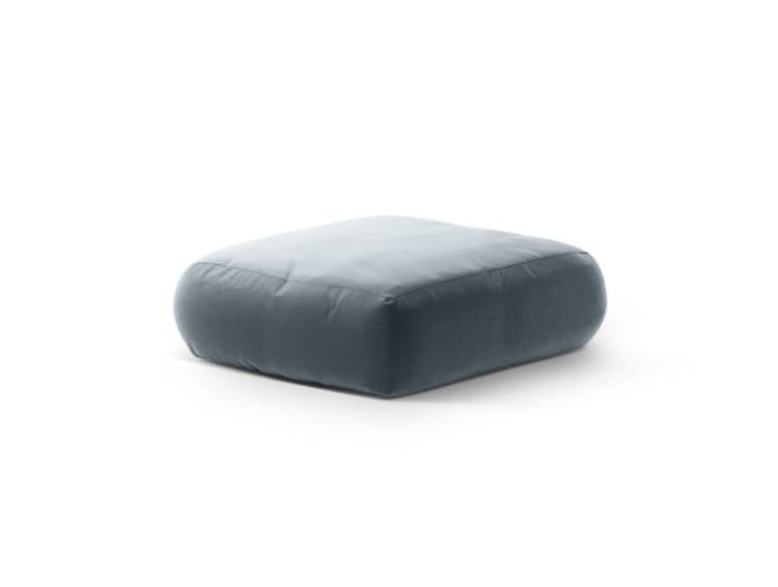 Pouf en velours bleu gris