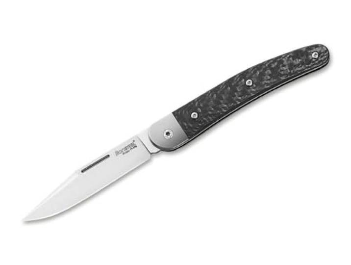 Böker LionSteel Jack One CF Taschenmesser von Böker, M390 Clippoint Klinge, Slipjoint Messer mit Carbon Griff und Titan Backen, EDC Klappmesser, 01LS185