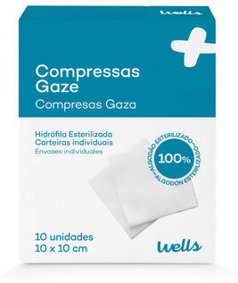 Wells Compressas de Gaze Esterilizada 10x10 cm 10 un