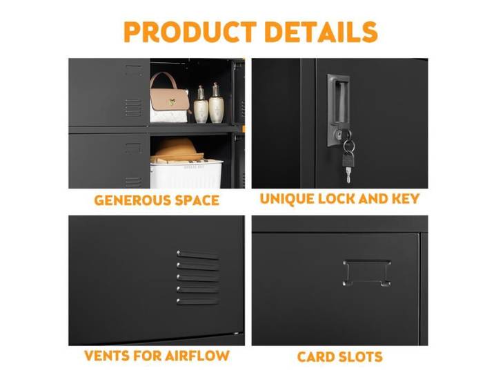 HOMVRA armoire vestiaire métallique 9 portes 90 x 40 x 100 cm avec serrures porte-étiquettes et aérations noir