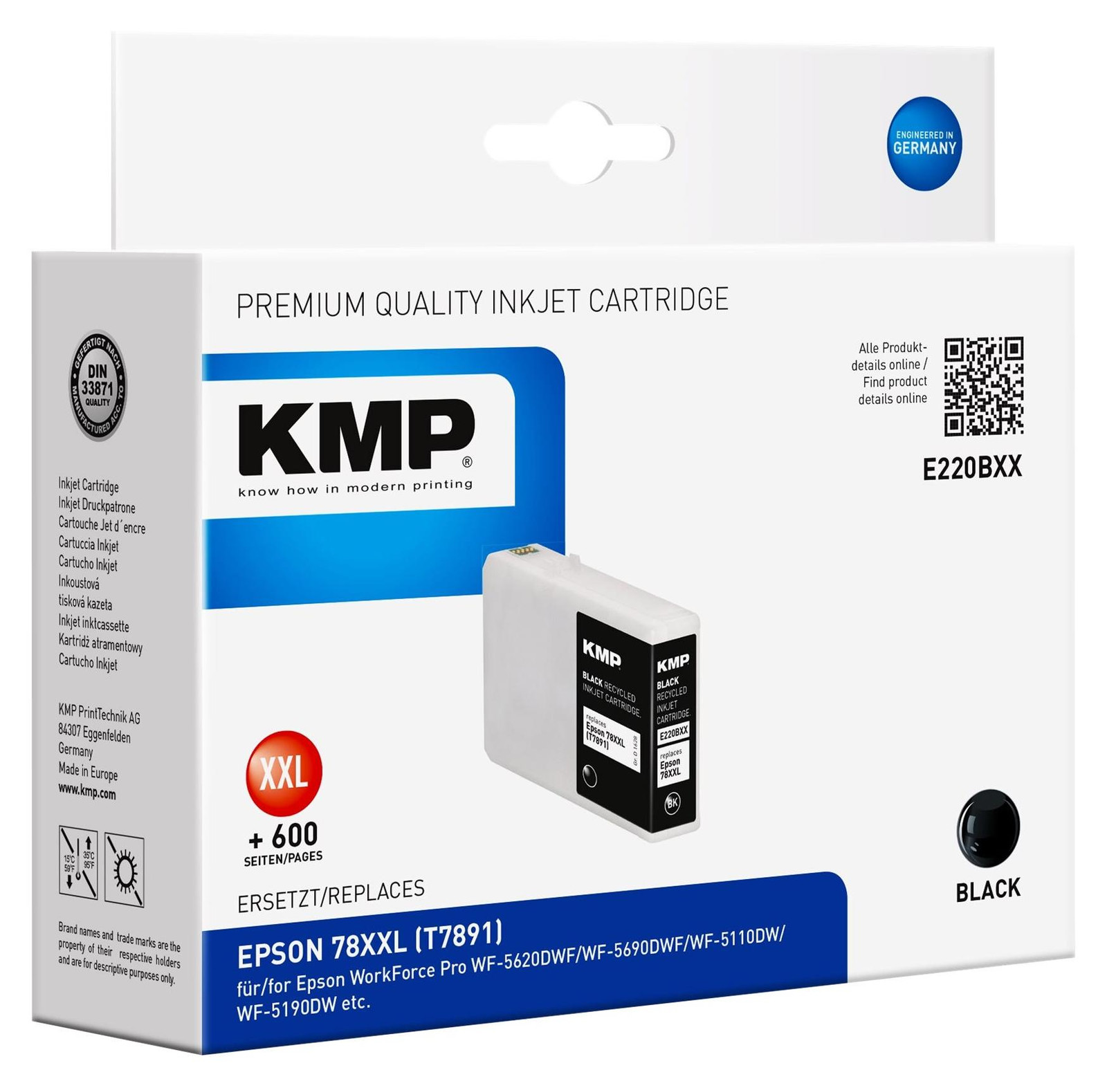 KMP Compatibele Epson 78XXL T7891 Pigment Zwarte Inktpatroon