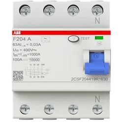 ABB FI-Schutzschalter F200, 4-polig, 30mA, 63A, Typ A/G - F204 A-63/0.03 G
