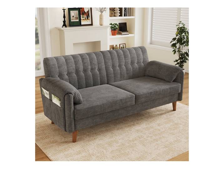 i@home 2-Sitzer Polstersofa, 2 Sitzer Sofa Klein Couch,Doppelsofa, 160 cm Polstersofa aus Chenille-Stoff, Doppelsofa für Wohnzimmer,grau