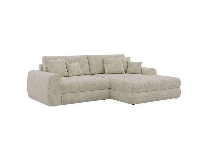ECKSOFA ARELIA L - Creme Schenille grob gewebt - Rechts Seite