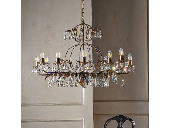 Kronleuchter Teresa ONLI, dimmbar, bronze / altmessing, für Wohn- / Esszimmer, Metall, Antik